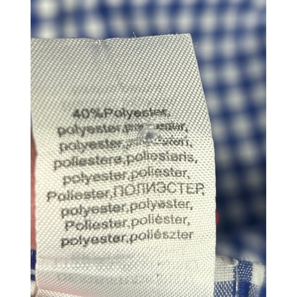 OS Trachten Mens Blue Gingham Button Down Shirt Long Sleeve Size M LOGO Pocket - Picture 10 of 14